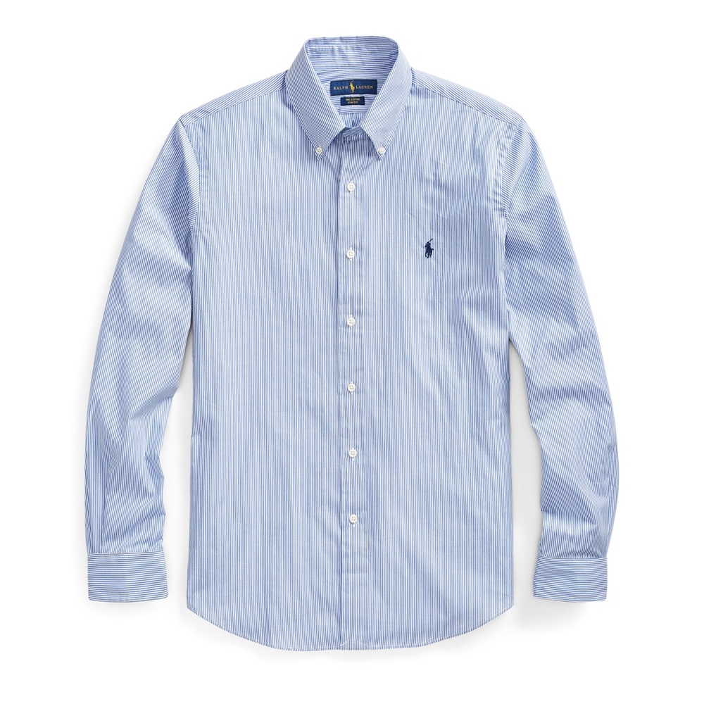 Blue and white striped Custom Fit RL button up